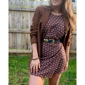 Reworked Vintage Cocoa Polka Dot Micro Mini